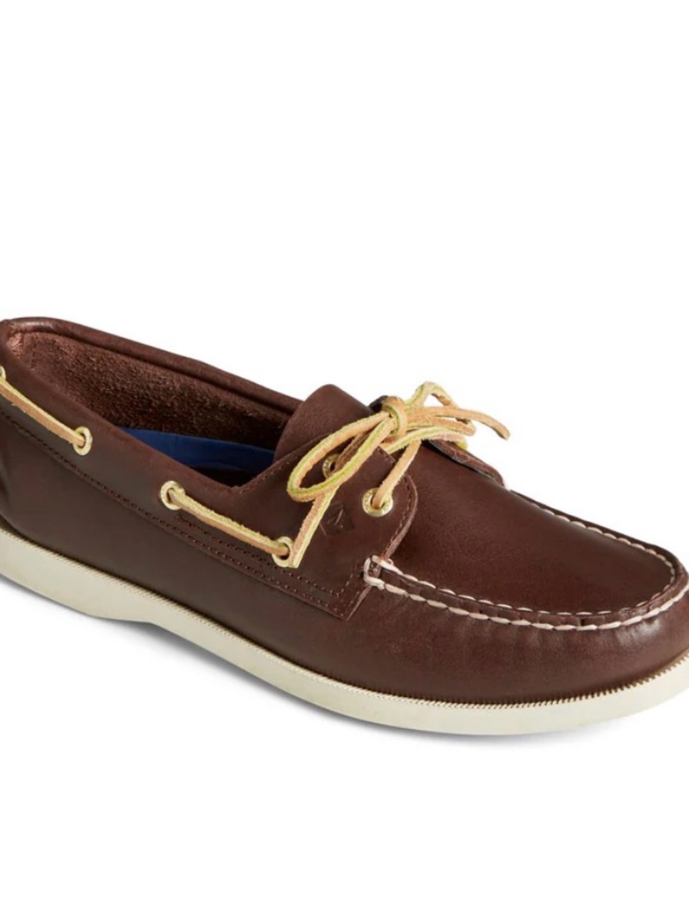 Sperry Brown Leather Women's Boat Shoe with Tan Laces 7.5 wide